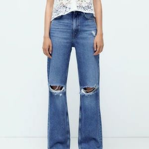 ZARA Z1975 FULL LENGTH RIPPED JEANS SIZE 6 (USA)